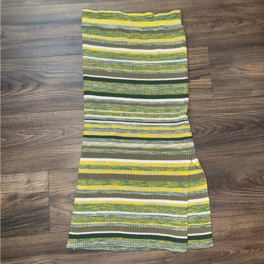 Calvin Klein Jeans Striped Green and Yellow Pencil Skirt